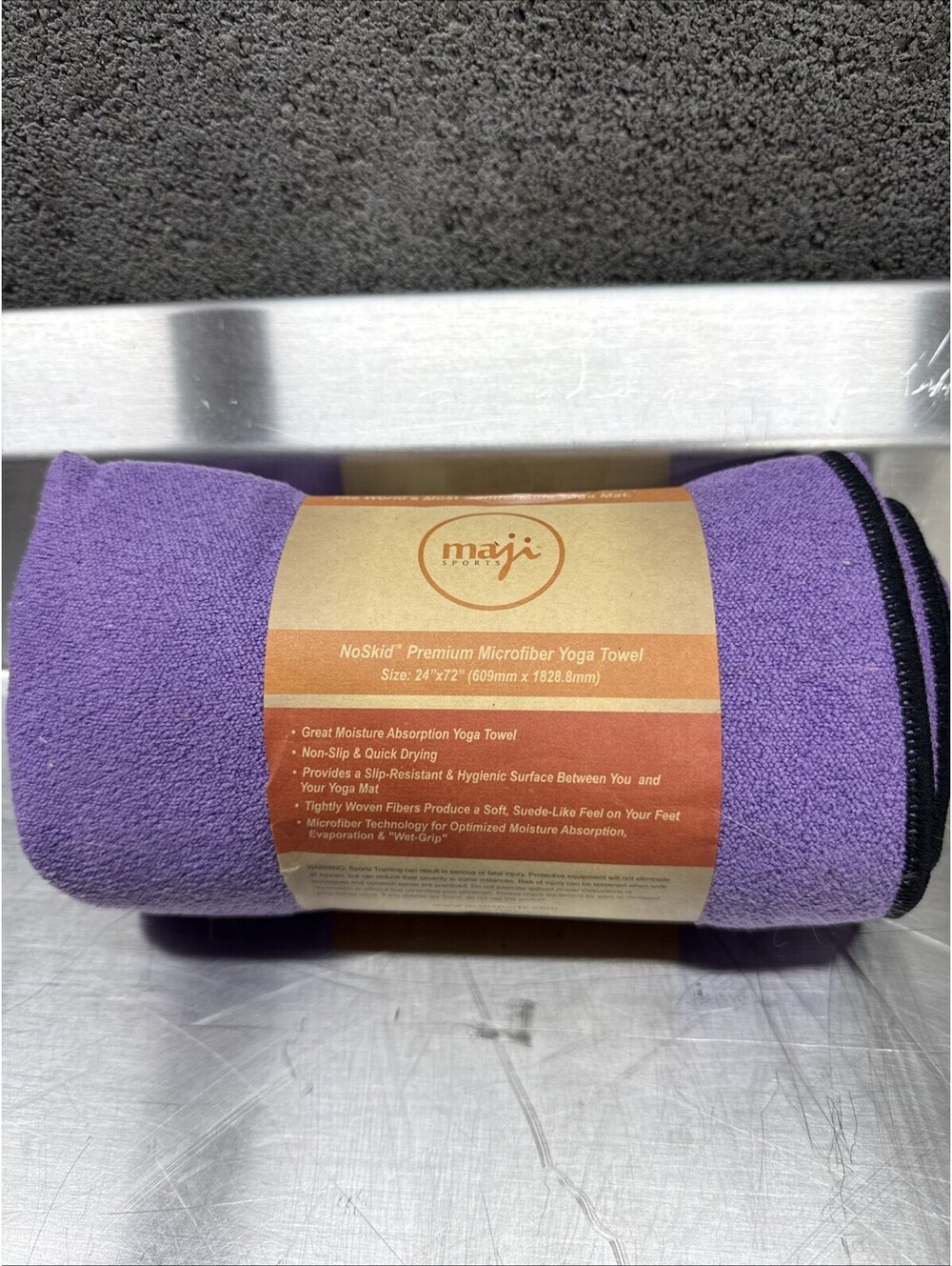 No Skid Premium Microfiber Purple MAJI SPORTS 24x72 Yoga Towel Skidless NWT
